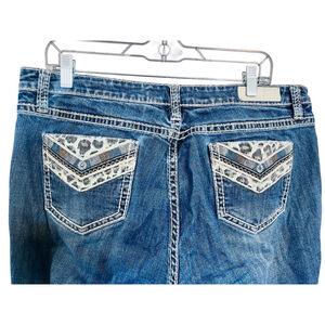 Rock & Roll Denim Bootcut Jeans Embroidered Pocket Stitching Size 31x34 Western